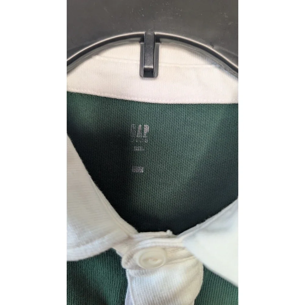 GAP Kids Boys XXL Blue Green Yellow Colorblock Logo Long Sleeve Rugby Polo Shirt